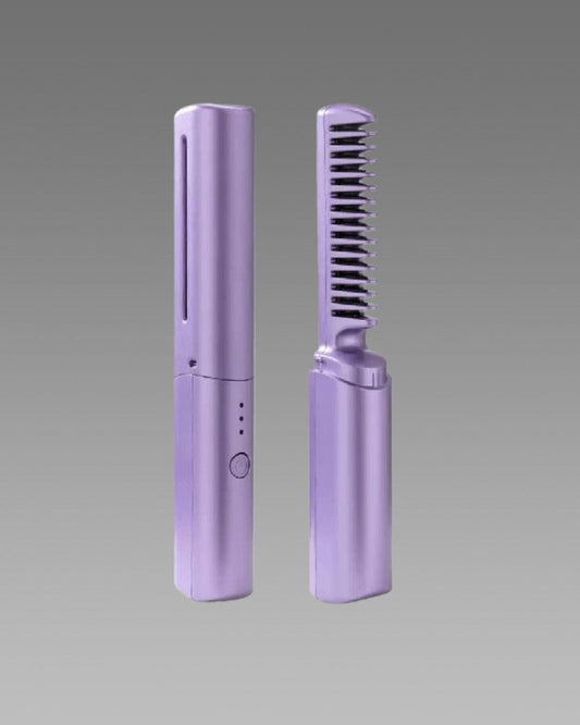 Meneflix Portable Mini Hair Straightener – Cordless Rechargeable Hot Comb with Adjustable Heat