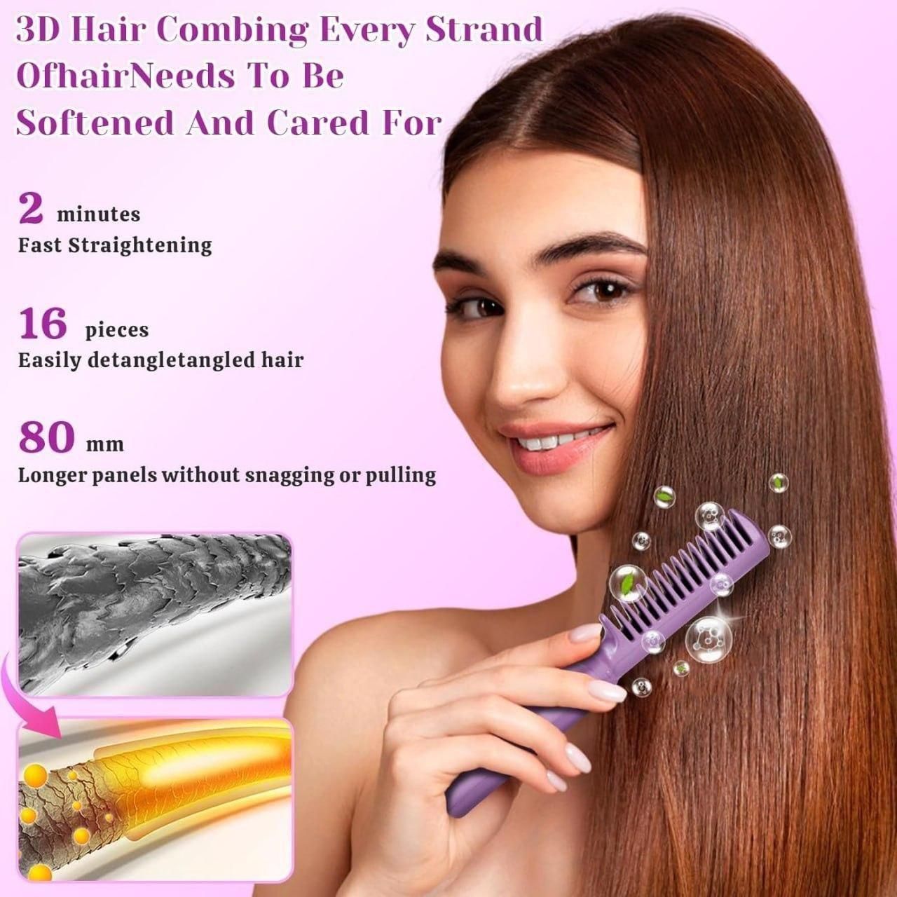 Meneflix Portable Mini Hair Straightener – Cordless Rechargeable Hot Comb with Adjustable Heat