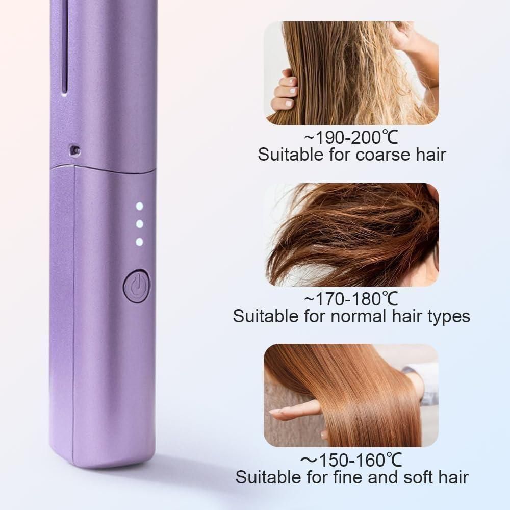 Meneflix Portable Mini Hair Straightener – Cordless Rechargeable Hot Comb with Adjustable Heat