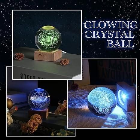 3D Crystal Lamp Ball – LED Night Light with Assorted Engraved Designs