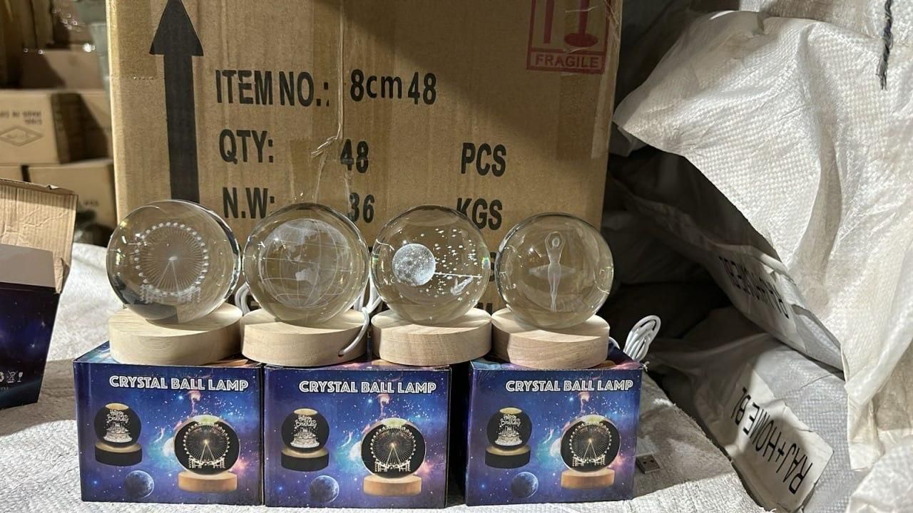 3D Crystal Lamp Ball – LED Night Light with Assorted Engraved Designs